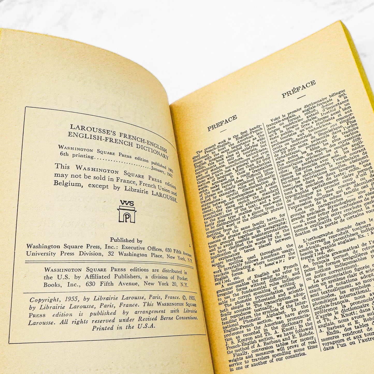 Larousse's French-English / English-French Dictionary [1962 PAPERBACK] • Washington Square Press