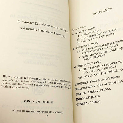The Joke and Its Relation to the Unconscious by Sigmund Freud [1963 TRADE PAPERBACK]