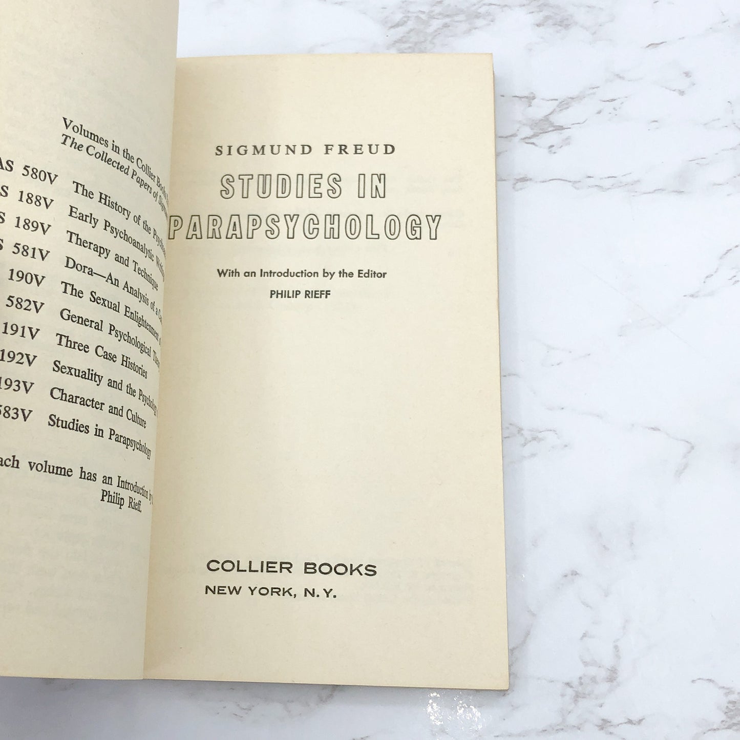 Studies in Parapsychology by Sigmund Freud [FIRST PAPERBACK PRINTING] 1963 • Collier