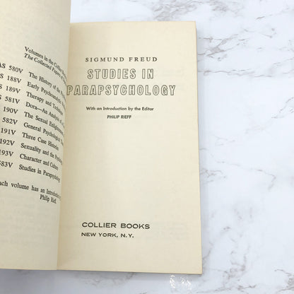 Studies in Parapsychology by Sigmund Freud [FIRST PAPERBACK PRINTING] 1963 • Collier