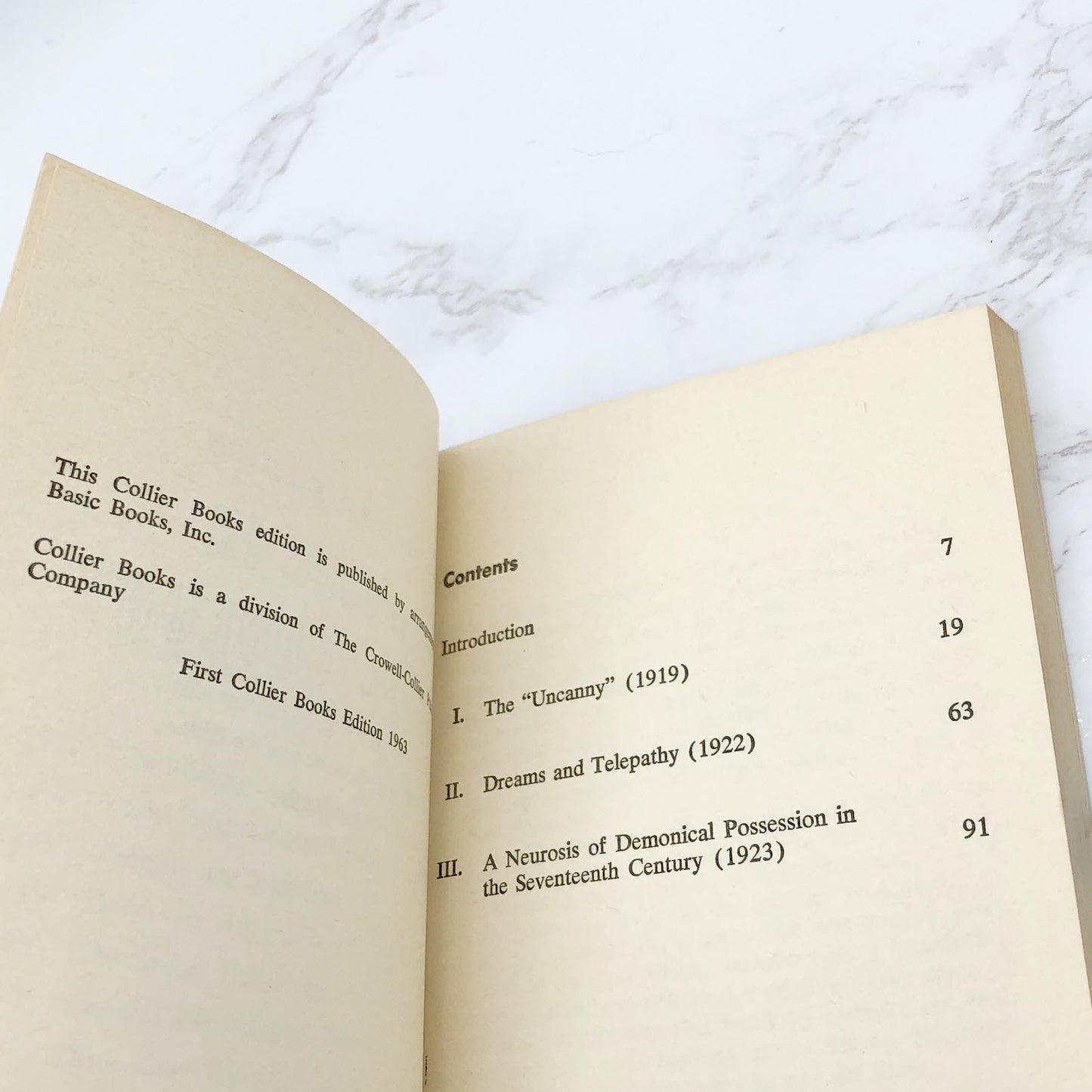 Studies in Parapsychology by Sigmund Freud [FIRST PAPERBACK PRINTING] 1963 • Collier