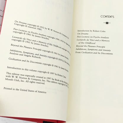 Selected Writings by Sigmund Freud [HARDCOVER OMNIBUS] 1996 • 1st Thus • BOMC