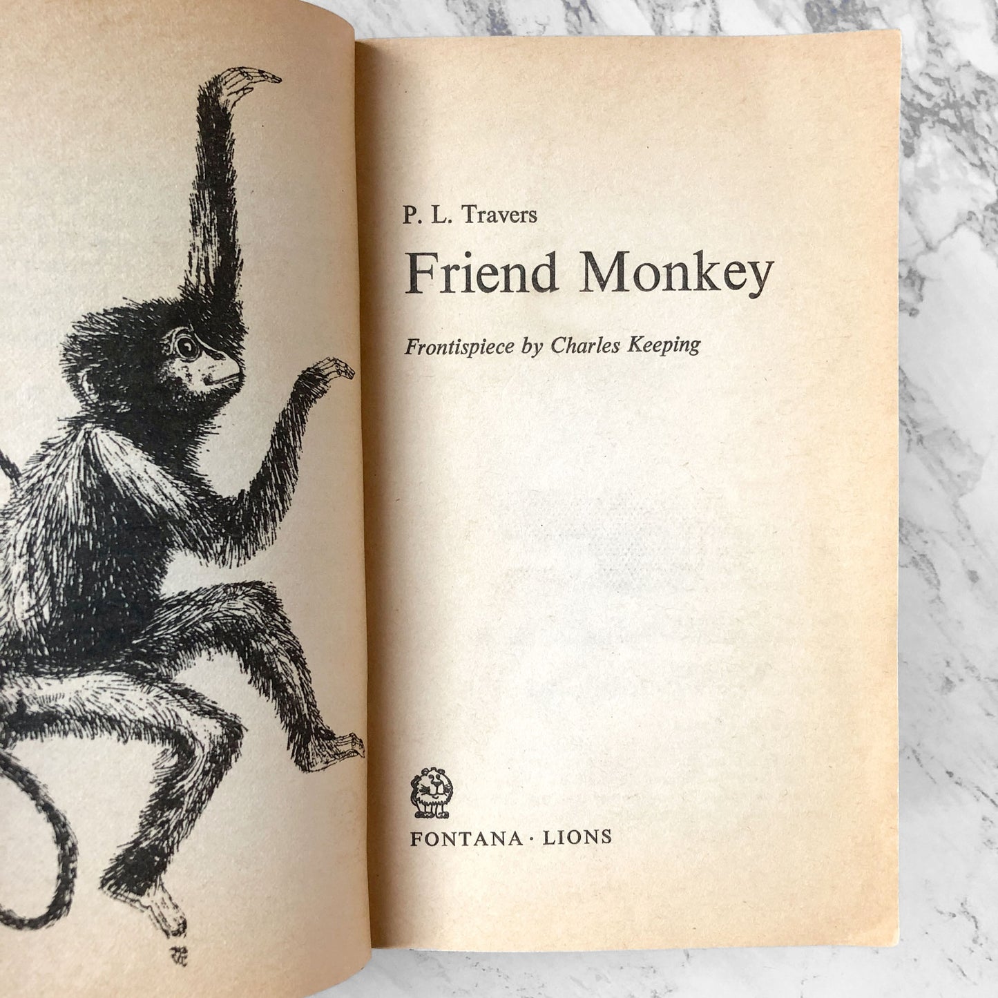 Friend Monkey by P.L. Travers [FIRST U.K. PAPERBACK PRINTING] 1979 • Fontana Lions