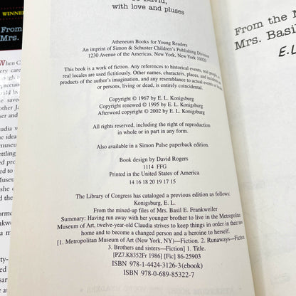 From the Mixed-Up Files of Mrs. Basil E. Frankweiler by E.L. Konigsburg [35th ANNIVERSARY HARDCOVER] 2002 • Atheneum
