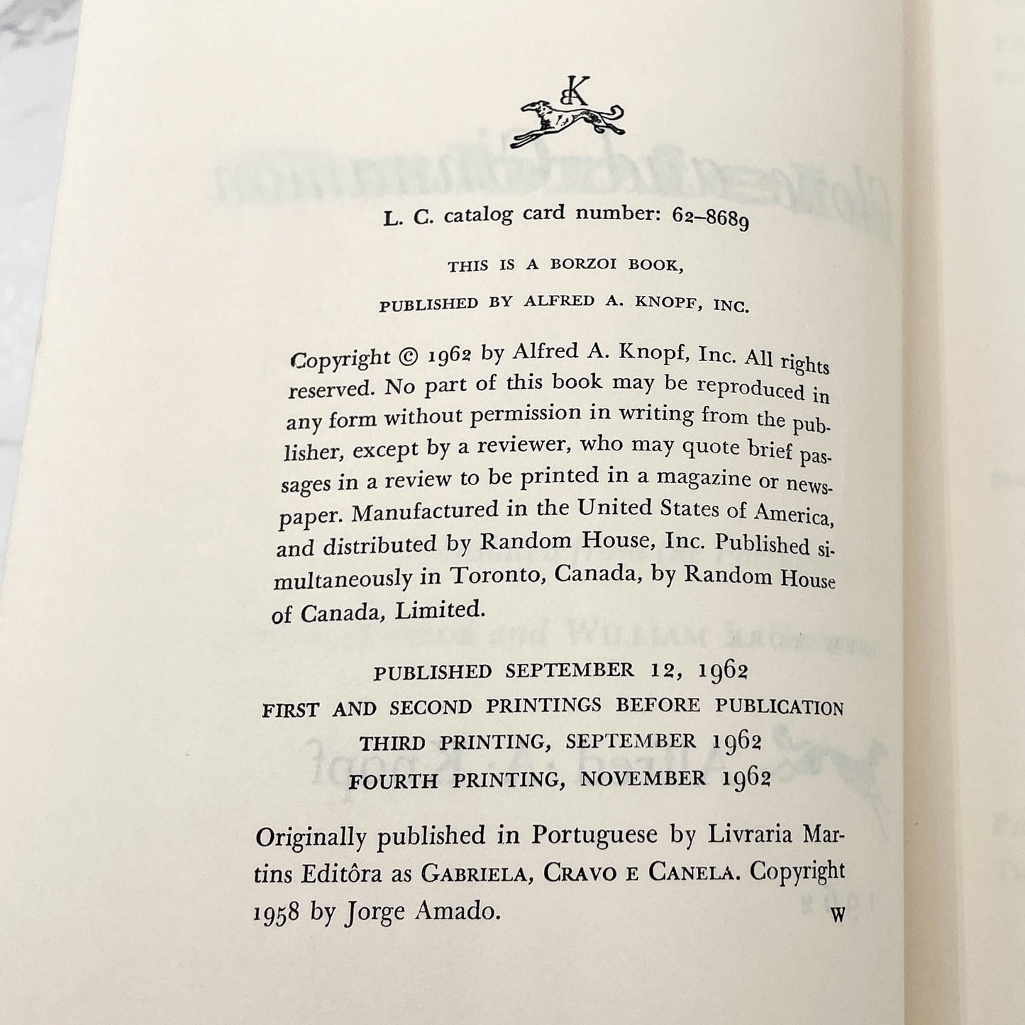 Gabriela, Clove and Cinnamon by Jorge Amado [U.S. FIRST EDITION] 1962 • Knopf