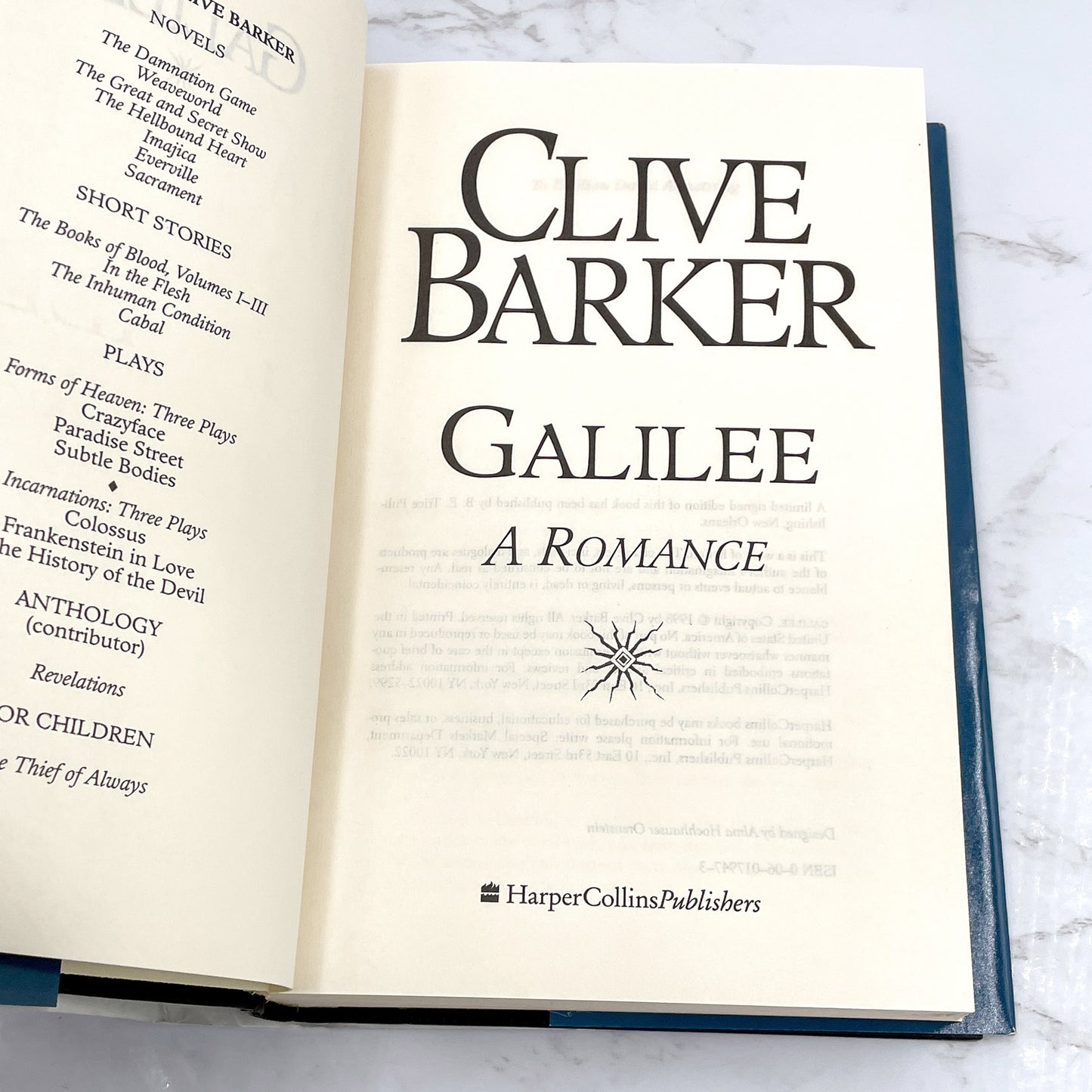 Galilee by Clive Barker [FIRST BOOK CLUB EDITION] 1998 • Hardcover • HarperCollins