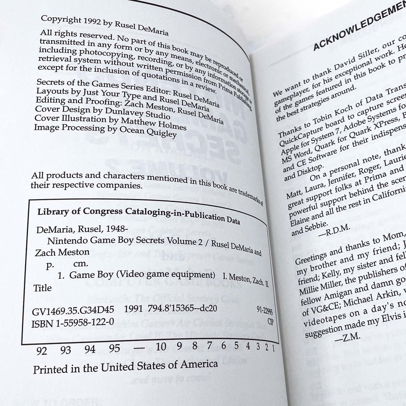 Nintendo Game Boy Secrets Vol. 2 by Rusel DeMaria & Zach Meston [FIRST EDITION PAPERBACK] 1992 • Secrets of the Game