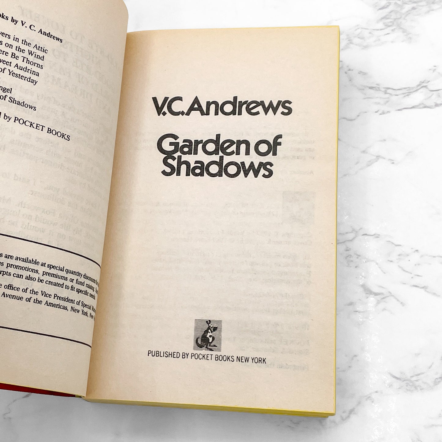Garden of Shadows by V.C. Andrews [FIRST EDITION • FIRST PRINTING] 1987 • Pocket • Dollanganger #0