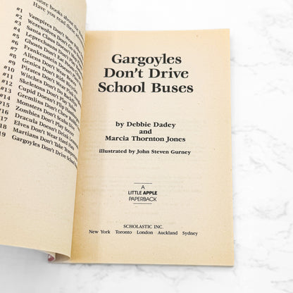 Gargoyles Don't Drive School Buses by Debbie Dadey & Marcia Thornton Jones [FIRST EDITION PAPERBACK] 1996 • Bailey School Kids #19