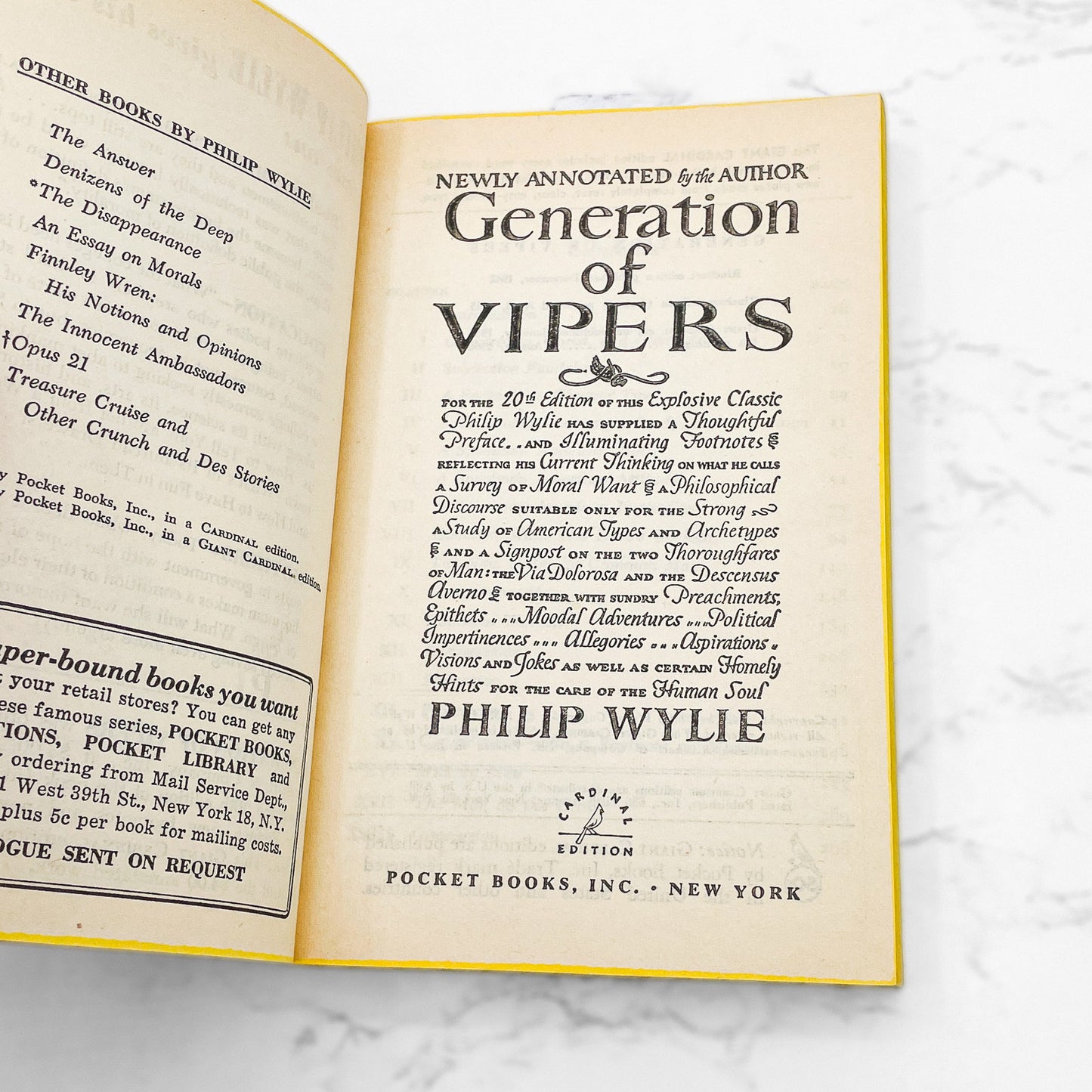 Generation of Vipers by Philip Wylie [FIRST PAPERBACK EDITION] 1959 • Cardinal