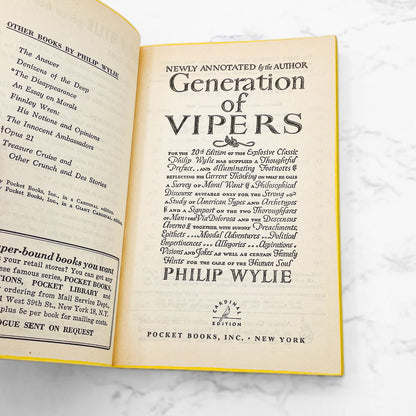 Generation of Vipers by Philip Wylie [FIRST PAPERBACK EDITION] 1959 • Cardinal