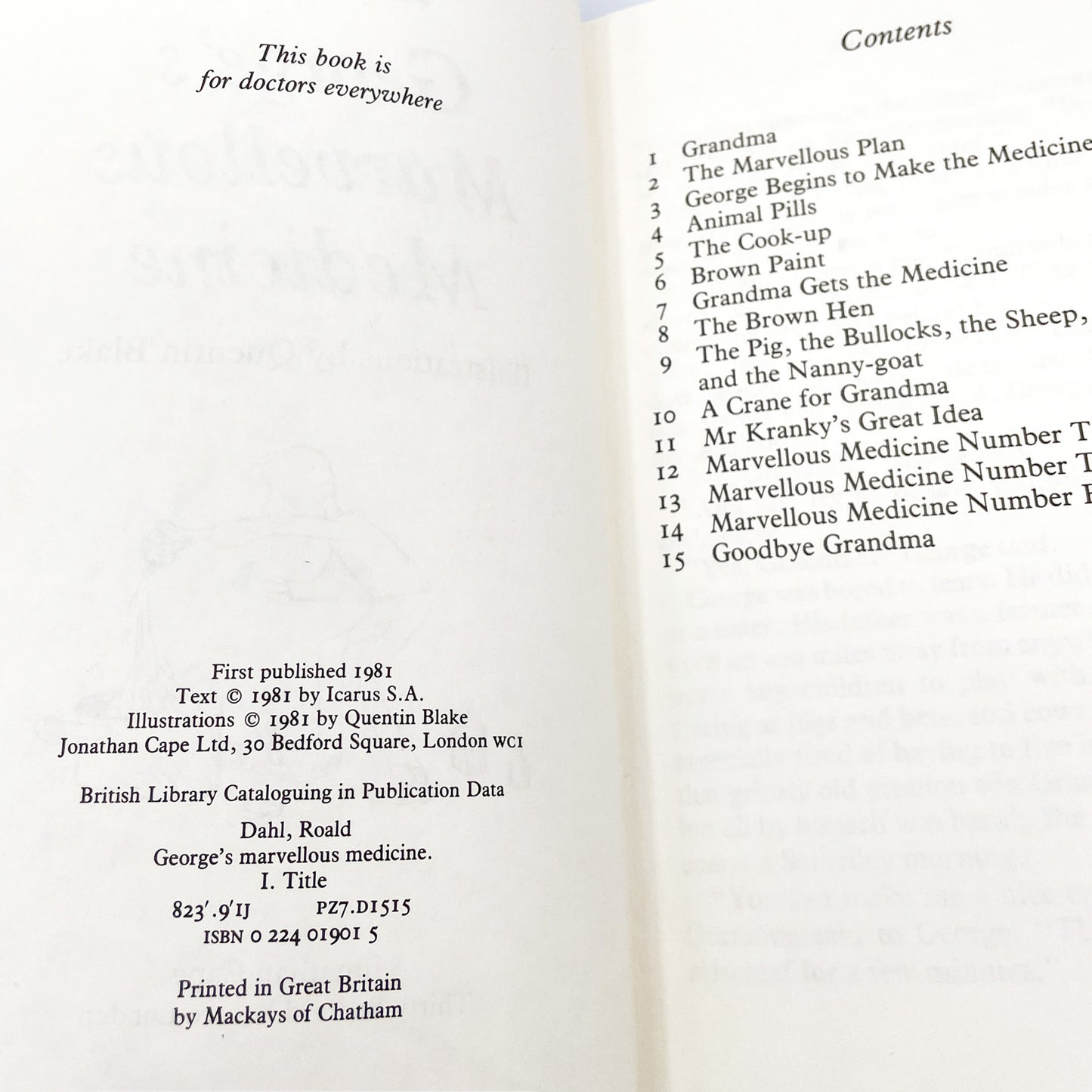 George's Marvellous Medicine by Roald Dahl [U.K. FIRST EDITION • FIRST PRINTING] 1981 • Jonathan Cape