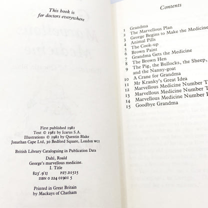 George's Marvellous Medicine by Roald Dahl [U.K. FIRST EDITION • FIRST PRINTING] 1981 • Jonathan Cape