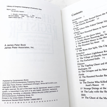 The Ghostly Register: Haunted Dwellings, Active Spirits: A Journey to America's Strangest Landmarks by Arthur Myers [FIRST PAPERBACK EDITION] 1986