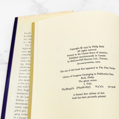 The Ghost Writer by Philip Roth [FIRST EDITION] 1979 • 2nd Print • FSG • *Bindery Error