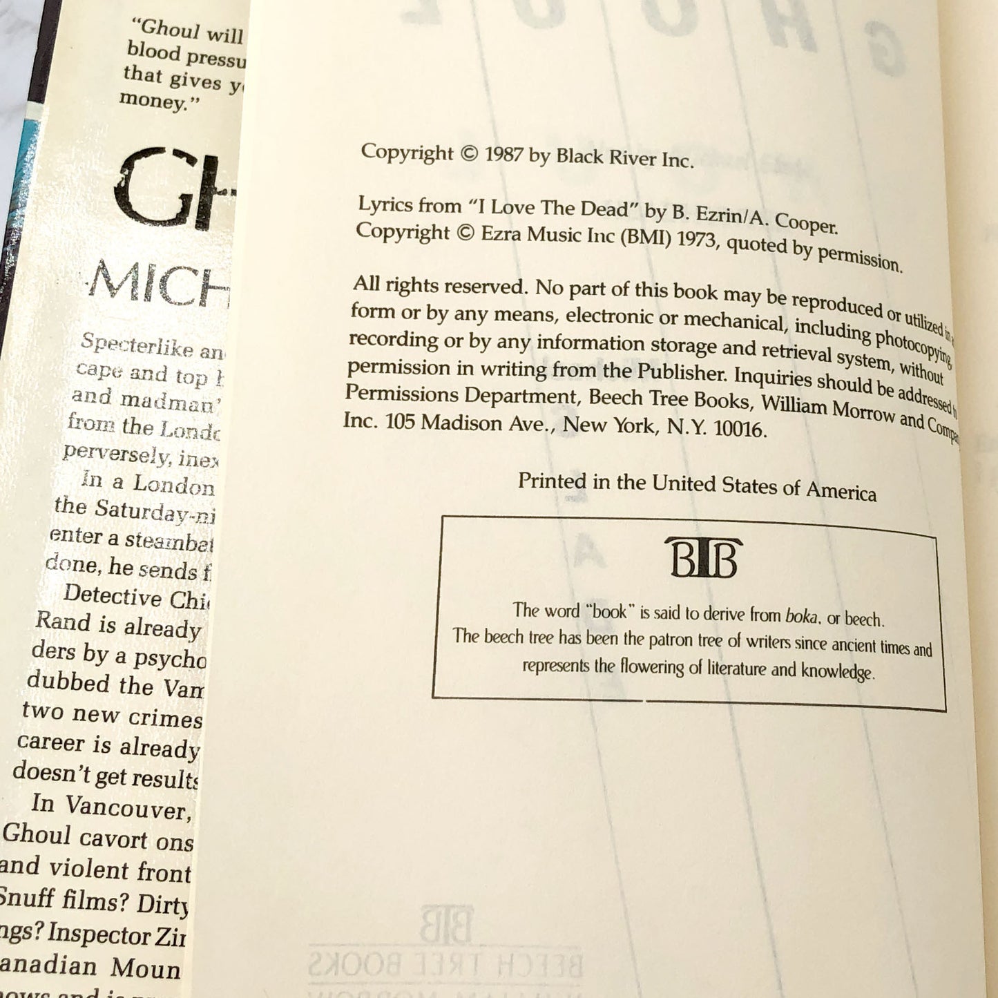 Ghoul by Michael Slade [FIRST BOOK CLUB EDITION] 1987 • Beech Tree