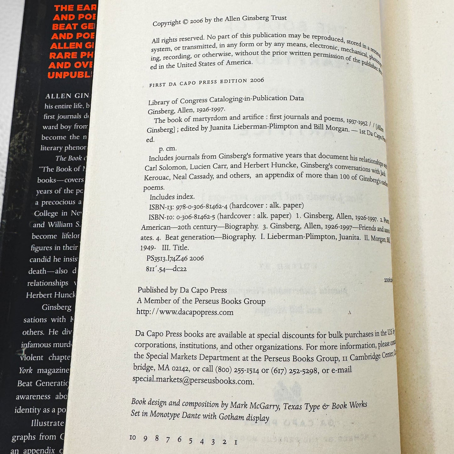 The Book of Martyrdom and Artifice: First Journals & Poems by Allen Ginsberg [FIRST EDITION • FIRST PRINTING] 2006 • Da Capo