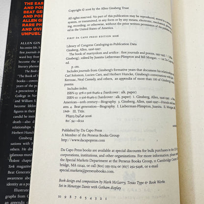 The Book of Martyrdom and Artifice: First Journals & Poems by Allen Ginsberg [FIRST EDITION • FIRST PRINTING] 2006 • Da Capo