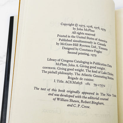 Giving Good Weight by John McPhee [FIRST EDITION] 1979 • FSG