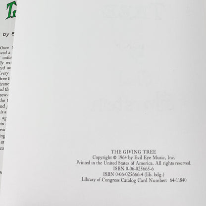 The Giving Tree by Shel Silverstein [FIRST EDITION] 1964 • Early 90's Printing • Harper Collins