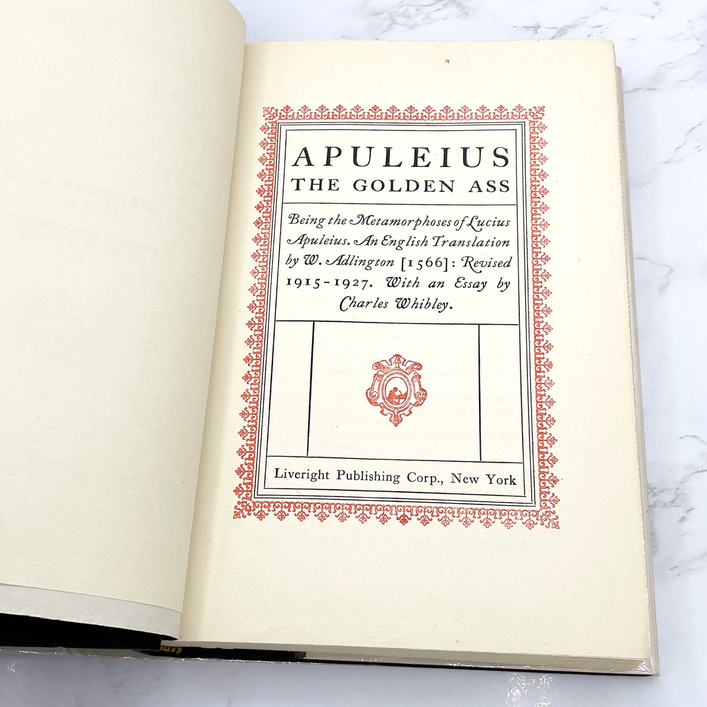 The Golden Asse of Apuleius translated by William Adlington [ANTIQUE HARDCOVER] 1943 • Liveright Publishing