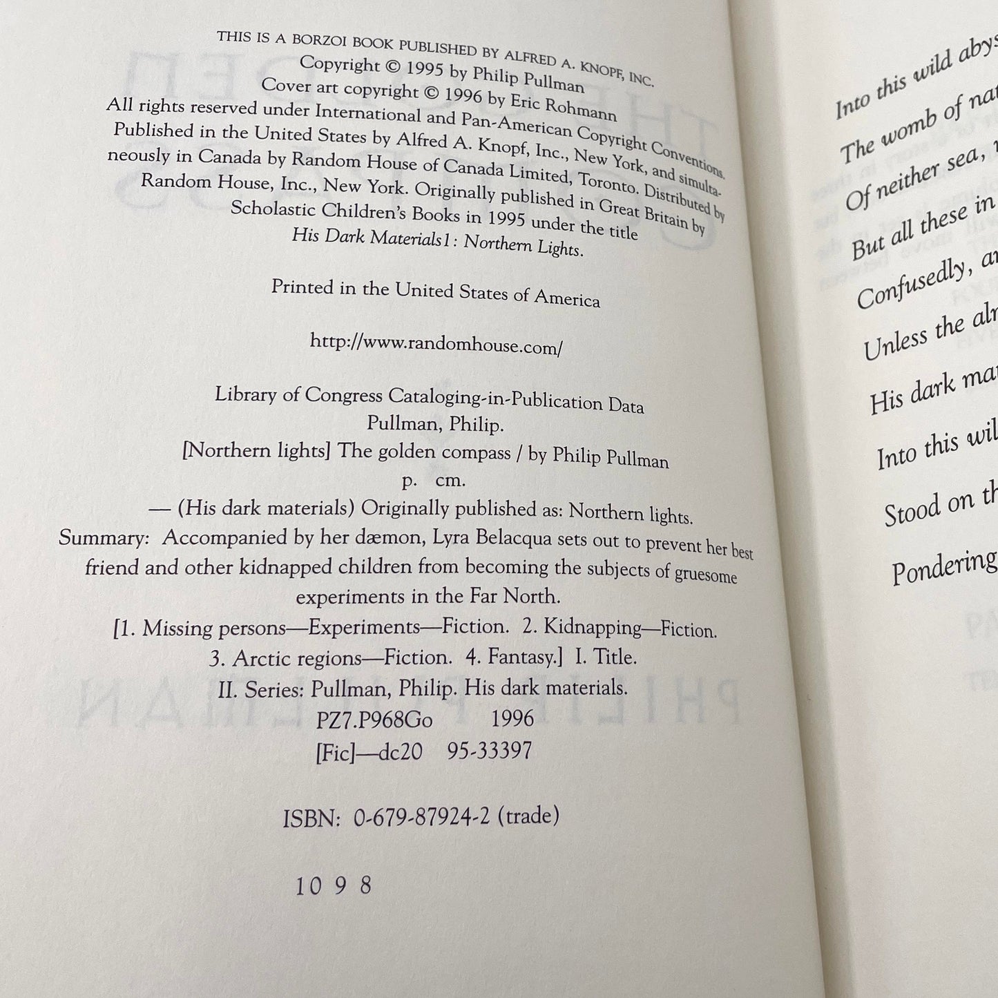 The Golden Compass by Philip Pullman [U.S. FIRST EDITION] 1996 • Knopf • His Dark Materials #1