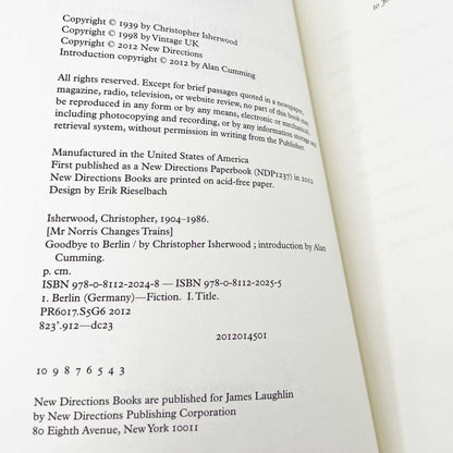 Goodbye to Berlin by Christopher Isherwood w. Alan Cumming Intro [TRADE PAPERBACK RE-ISSUE] 2012 • New Directions