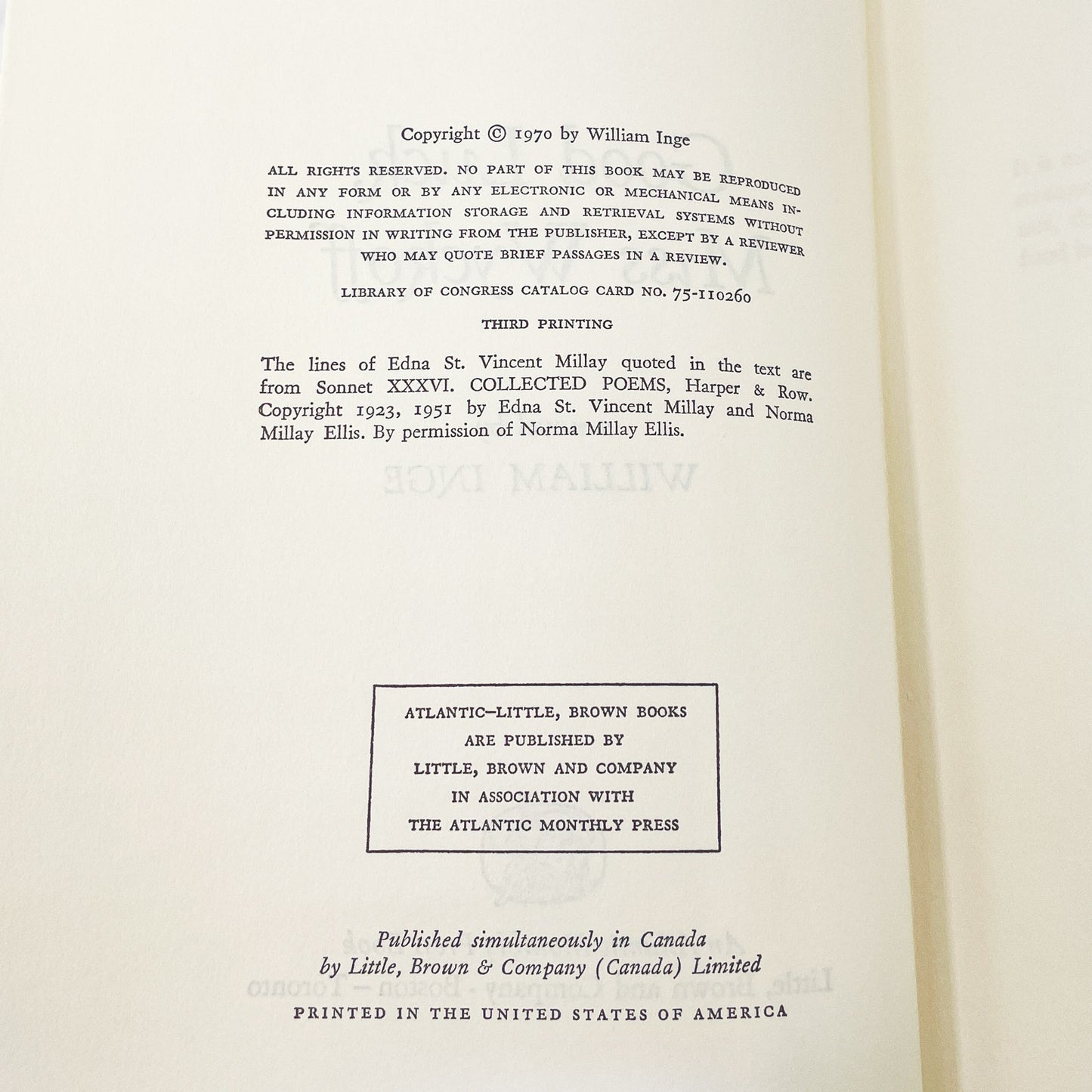 Good Luck, Miss Wyckoff by William Inge [FIRST EDITION] 1970 • Atlantic Monthly Press