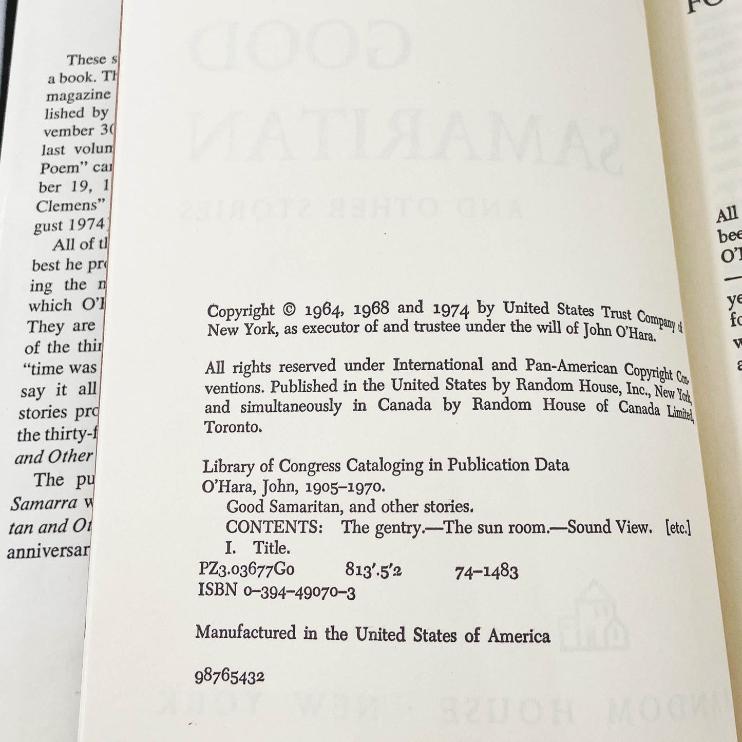 Good Samaritan & Other Stories by John O'Hara [FIRST EDITION] 1974 • Random House