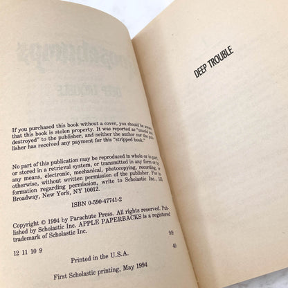 Deep Trouble by R.L. Stine [FIRST EDITION PAPERBACK] 1994 • Goosebumps #19
