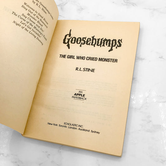 The Girl Who Cried Monster by R.L. Stine [1993 FIRST PRINTING] Goosebumps #8