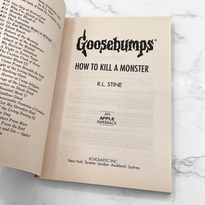 How to Kill a Monster by R.L. Stine [FIRST EDITION PAPERBACK] 1996 • Goosebumps #46 • Mint!
