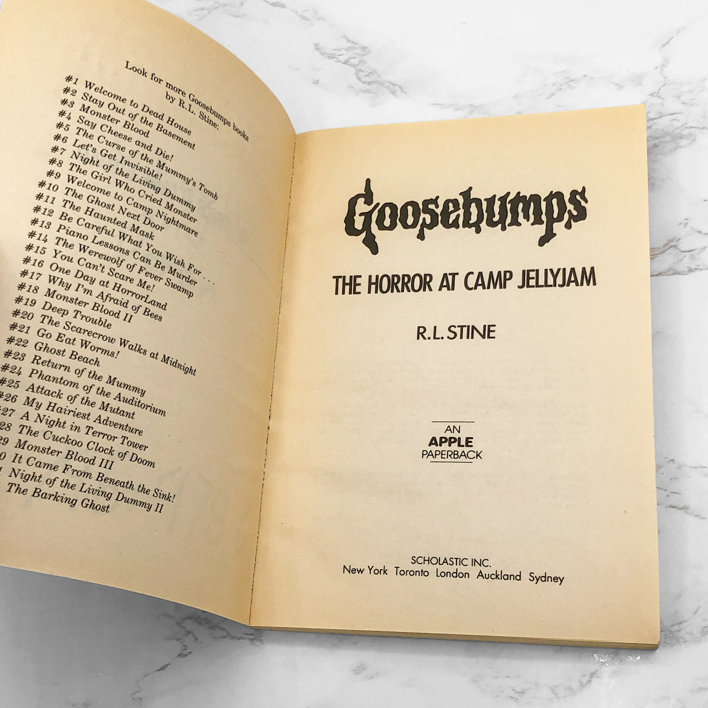 The Horror at Camp Jellyjam by R.L. Stine • Goosebumps #33 [FIRST EDITION PAPERBACK] 1995