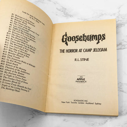 The Horror at Camp Jellyjam by R.L. Stine • Goosebumps #33 [FIRST EDITION PAPERBACK] 1995