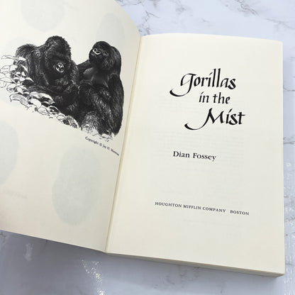 Gorillas in the Mist by Dian Fossey [FIRST PAPERBACK EDITION] 1983 • Houghton Mifflin