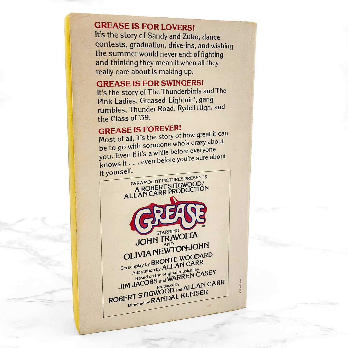 Grease: A Novelization by Ron De Christoforo [FIRST PAPERBACK PRINTING] 1978 • Pocket Books