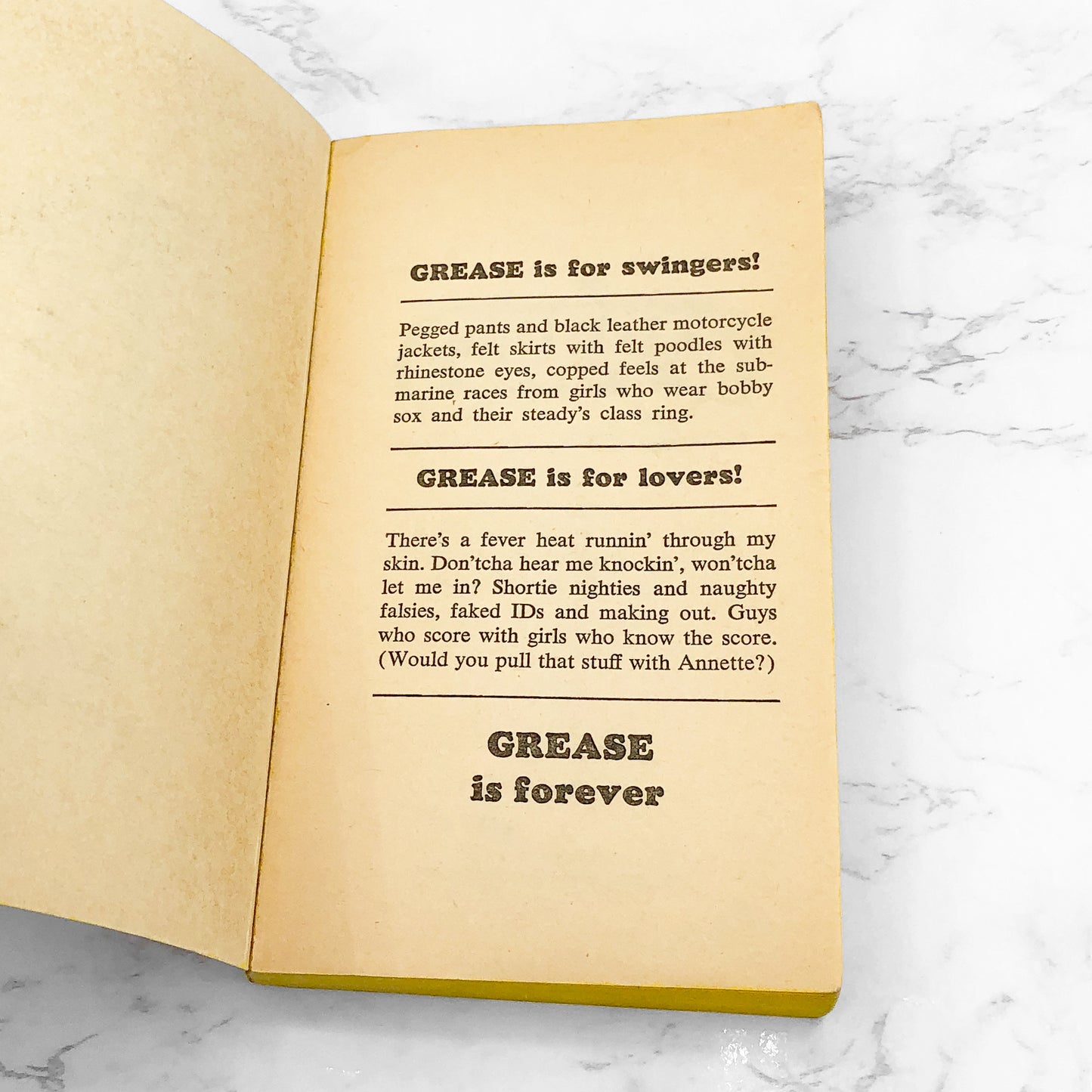 Grease: A Novelization by Ron De Christoforo [FIRST PAPERBACK PRINTING] 1978 • Pocket Books