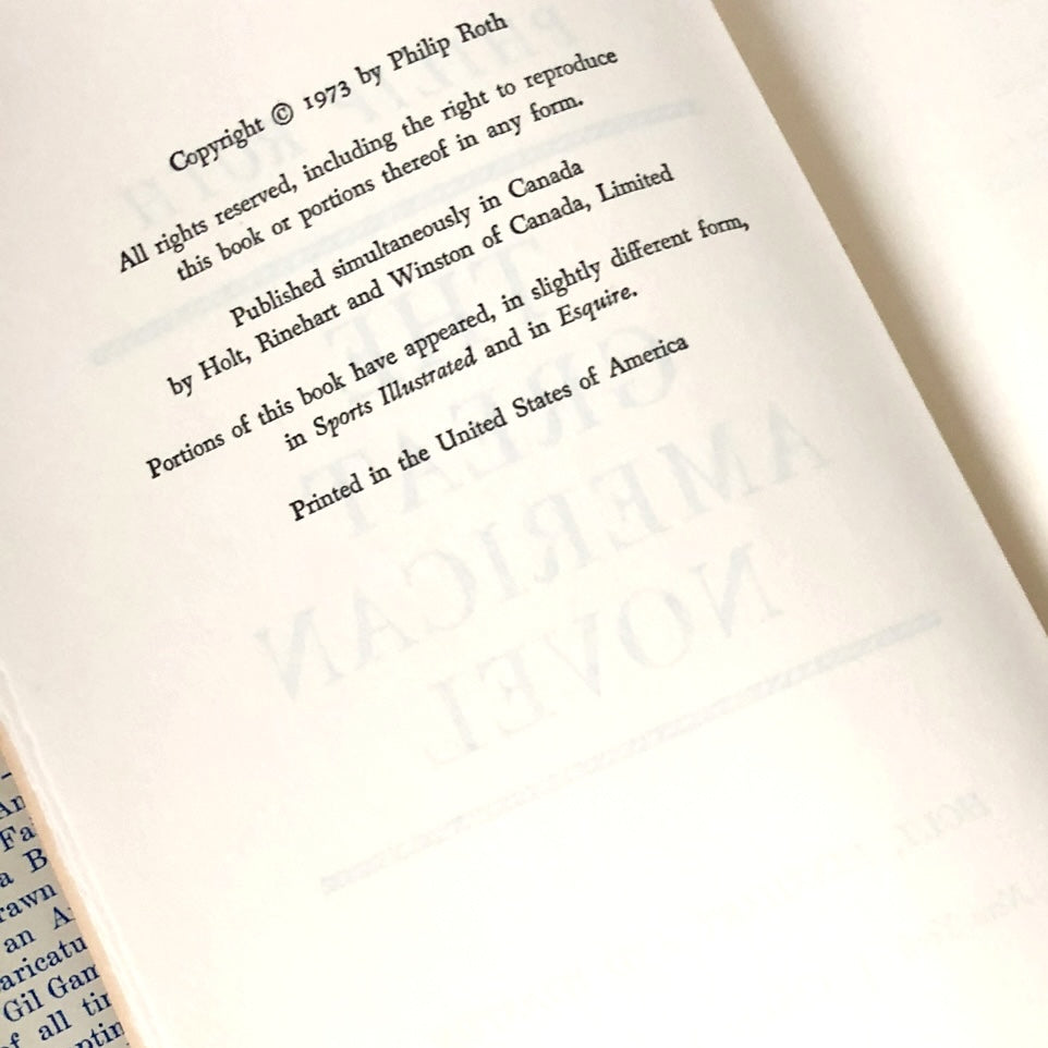 The Great American Novel by Philip Roth [FIRST BOOK CLUB EDITION] 1973 • Holt Rinehart & Winston