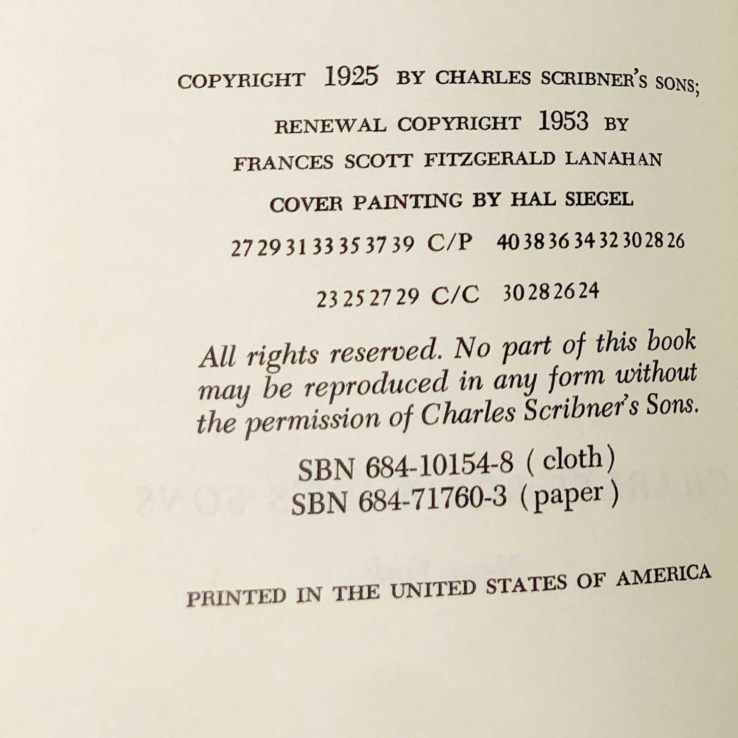 The Great Gatsby by F. Scott Fitzgerald [VINTAGE TRADE PAPERBACK] 1953