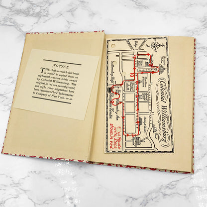 The Official Guidebook & Map of Colonial Williamsburg [ANTIQUE HARDCOVER] 1951 • incl. Map, Ticket & Insert