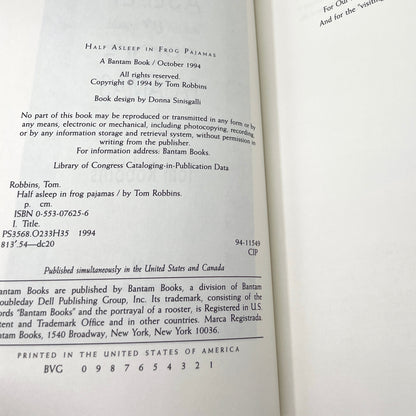 Half Asleep in Frog Pajamas by Tom Robbins [FIRST EDITION TRADE PAPERBACK] 1994 • Bantam