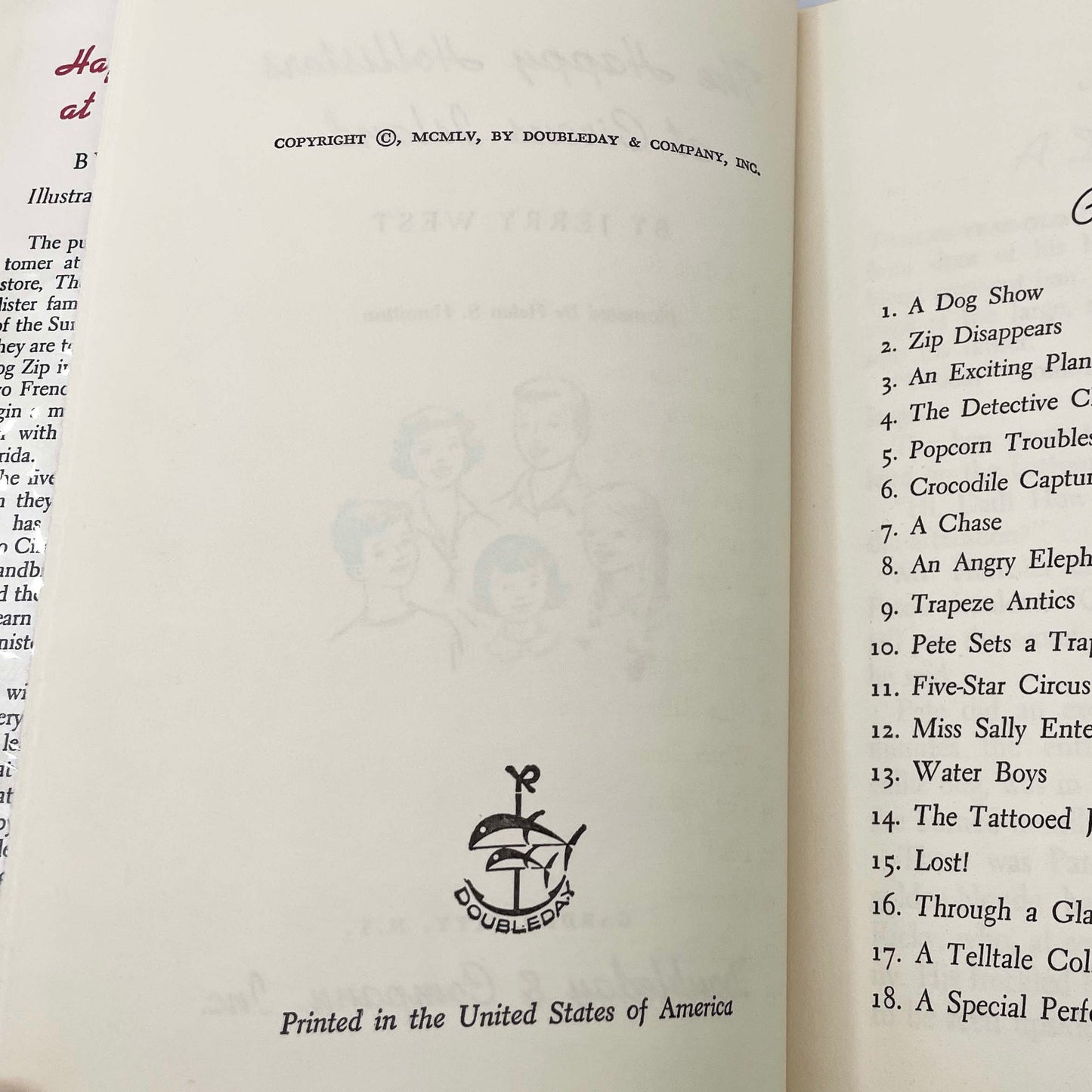 The Happy Hollisters at Circus Island by Jerry West [U.S. FIRST EDITION] 1955 • Doubleday & Company