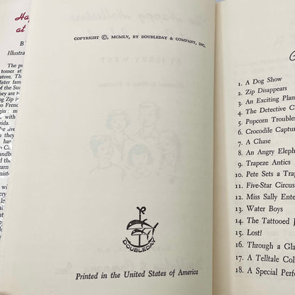 The Happy Hollisters at Circus Island by Jerry West [U.S. FIRST EDITION] 1955 • Doubleday & Company