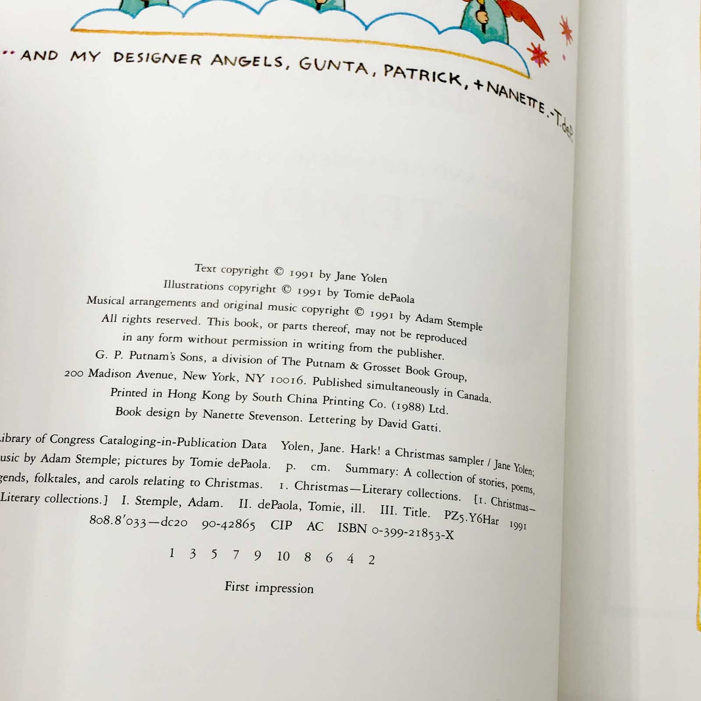 Hark! A Christmas Sampler by Tomie dePaola & Jane Yolen SIGNED! [FIRST EDITION] 1991