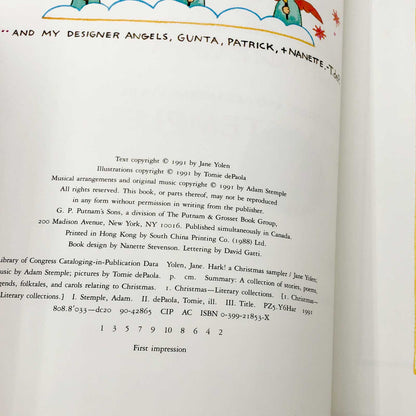 Hark! A Christmas Sampler by Tomie dePaola & Jane Yolen SIGNED! [FIRST EDITION] 1991