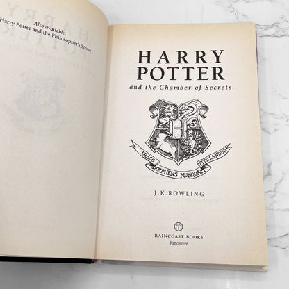 Harry Potter and the Chamber of Secrets by J.K. Rowling [CANADIAN FIRST EDITION] 1999 • 4th Print • Raincoast