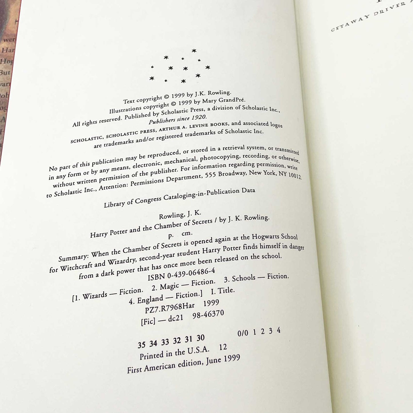 Harry Potter and the Chamber of Secrets by J.K. Rowling [U.S. FIRST EDITION] 1999