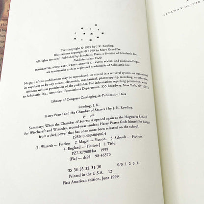 Harry Potter and the Chamber of Secrets by J.K. Rowling [U.S. FIRST EDITION] 1999