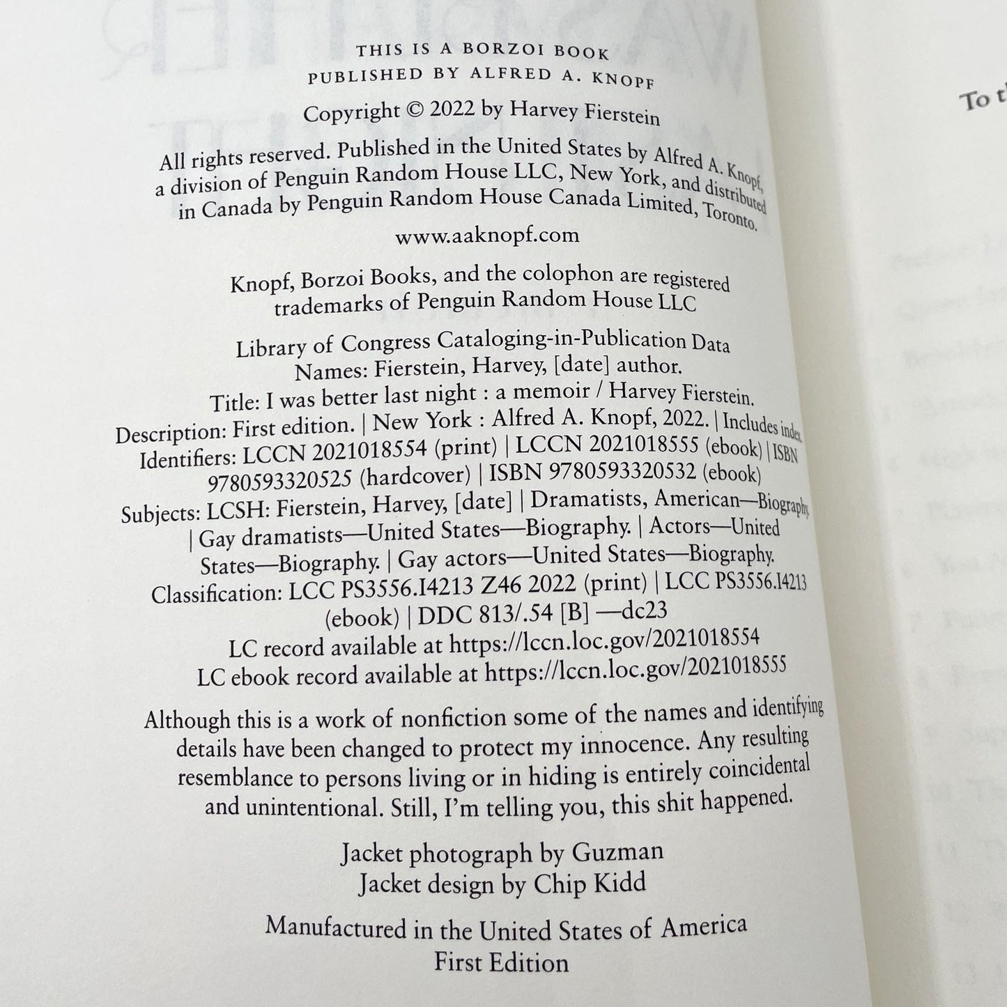 I Was Better Last Night: A Memoir by Harvey Fierstein SIGNED! [FIRST EDITION] 2022 • Knopf