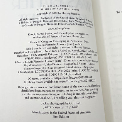 I Was Better Last Night: A Memoir by Harvey Fierstein SIGNED! [FIRST EDITION] 2022 • Knopf